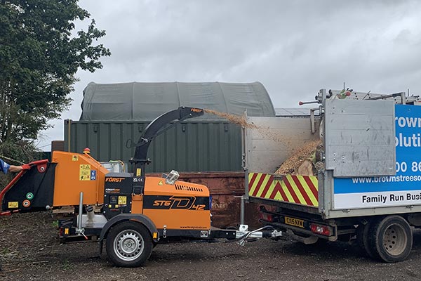 chipping machine in action